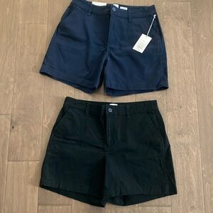 A New Day Blue and Black Chino Shorts Tailored Casual Style